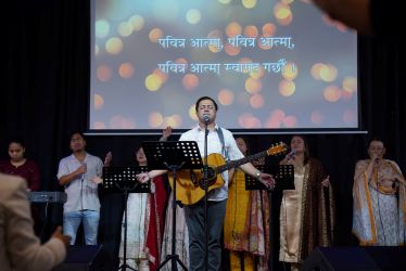 Contemporary Nepali worship band leads a heartfelt service.